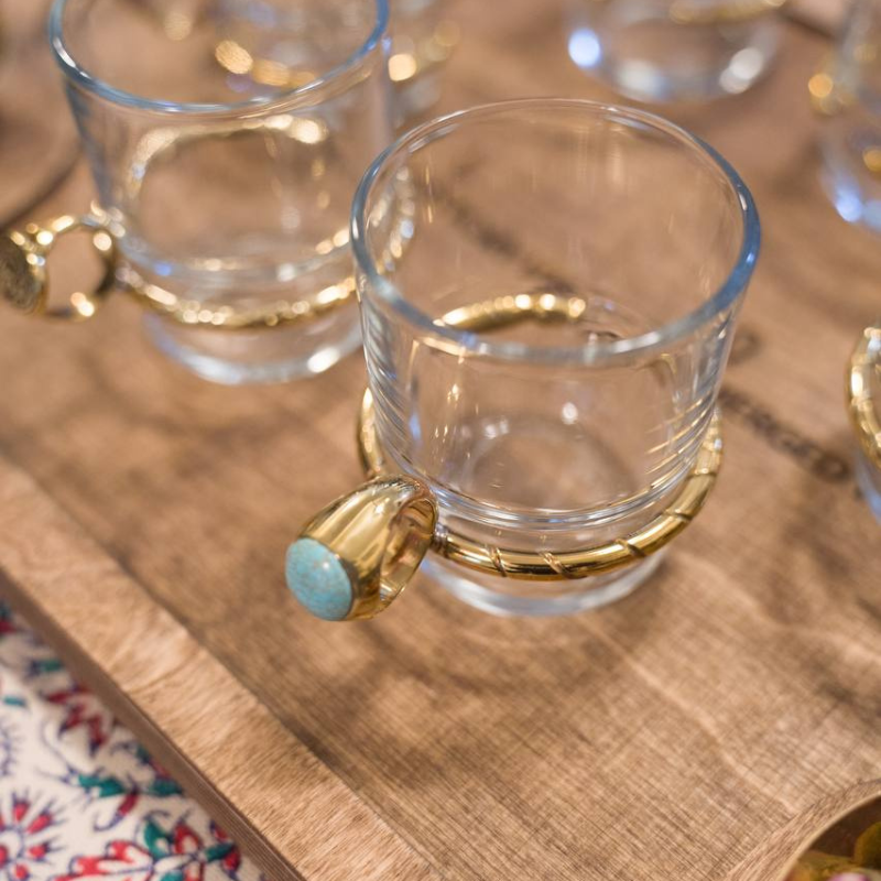 Tea Cups with Hand Made Bronze Handles